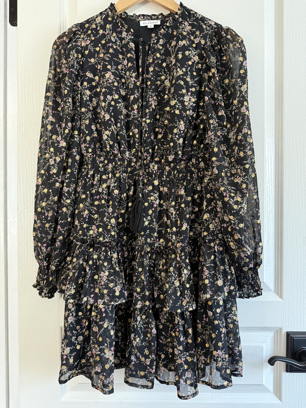 blu pepper Floral Print Tiered Dress